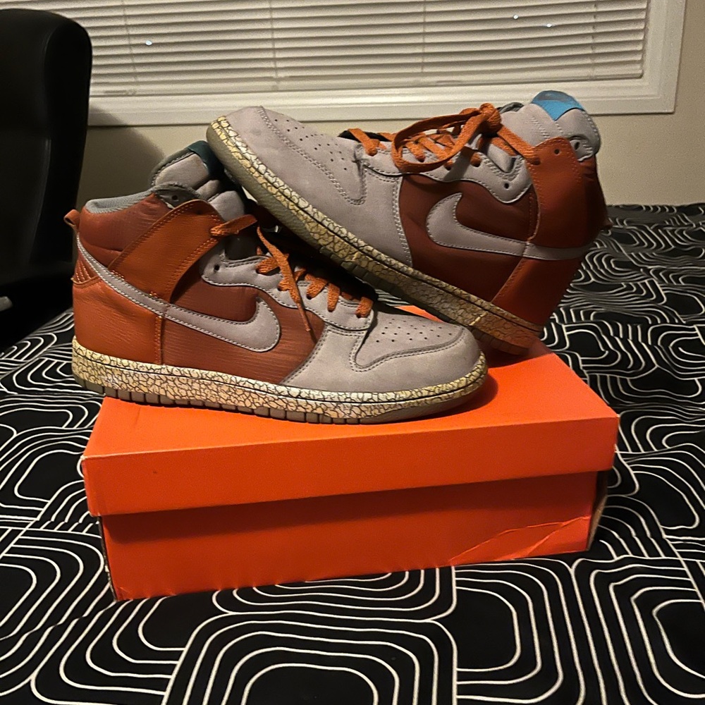 Nike Dunk High Premium Earthquake Mens RARE Orange Gray SB dunk high